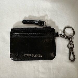 Steve Madden Black Leather Keychain Wallet